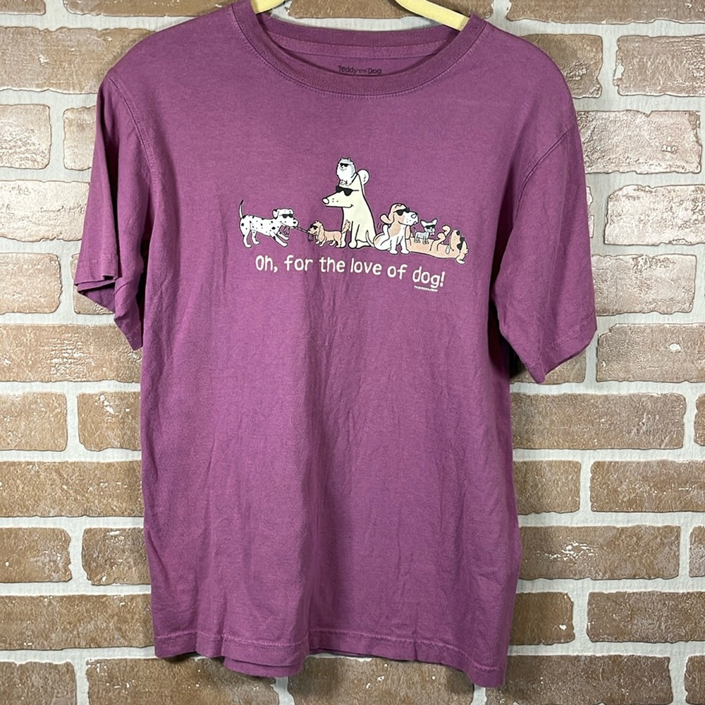 Women’s Teddy the Dog purple short sleeve t-shirt For the love of dog small